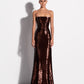 STRAPLESS GOWN IN SEQUIN MESH