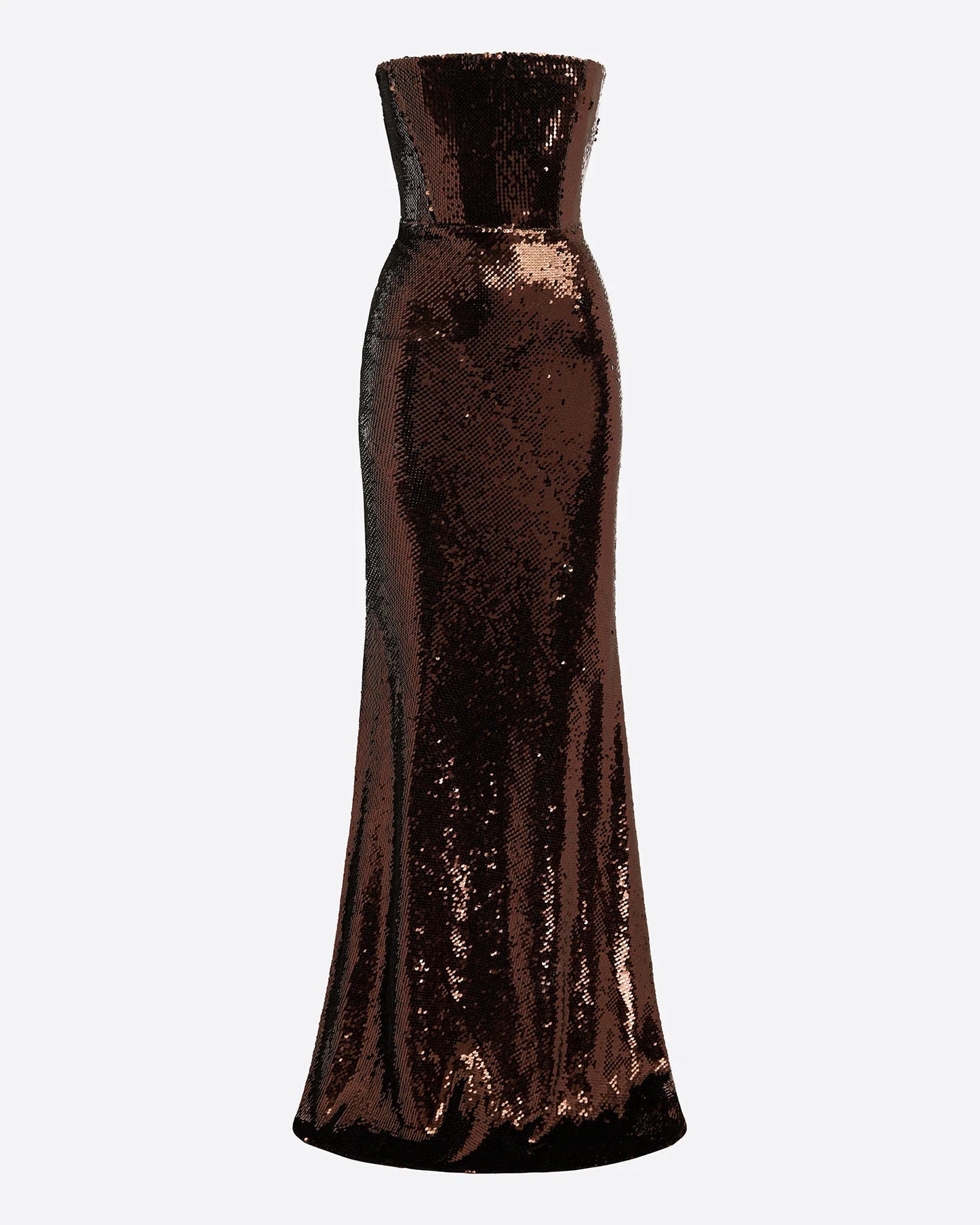 STRAPLESS GOWN IN SEQUIN MESH