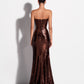STRAPLESS GOWN IN SEQUIN MESH