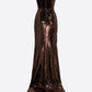 STRAPLESS GOWN IN SEQUIN MESH