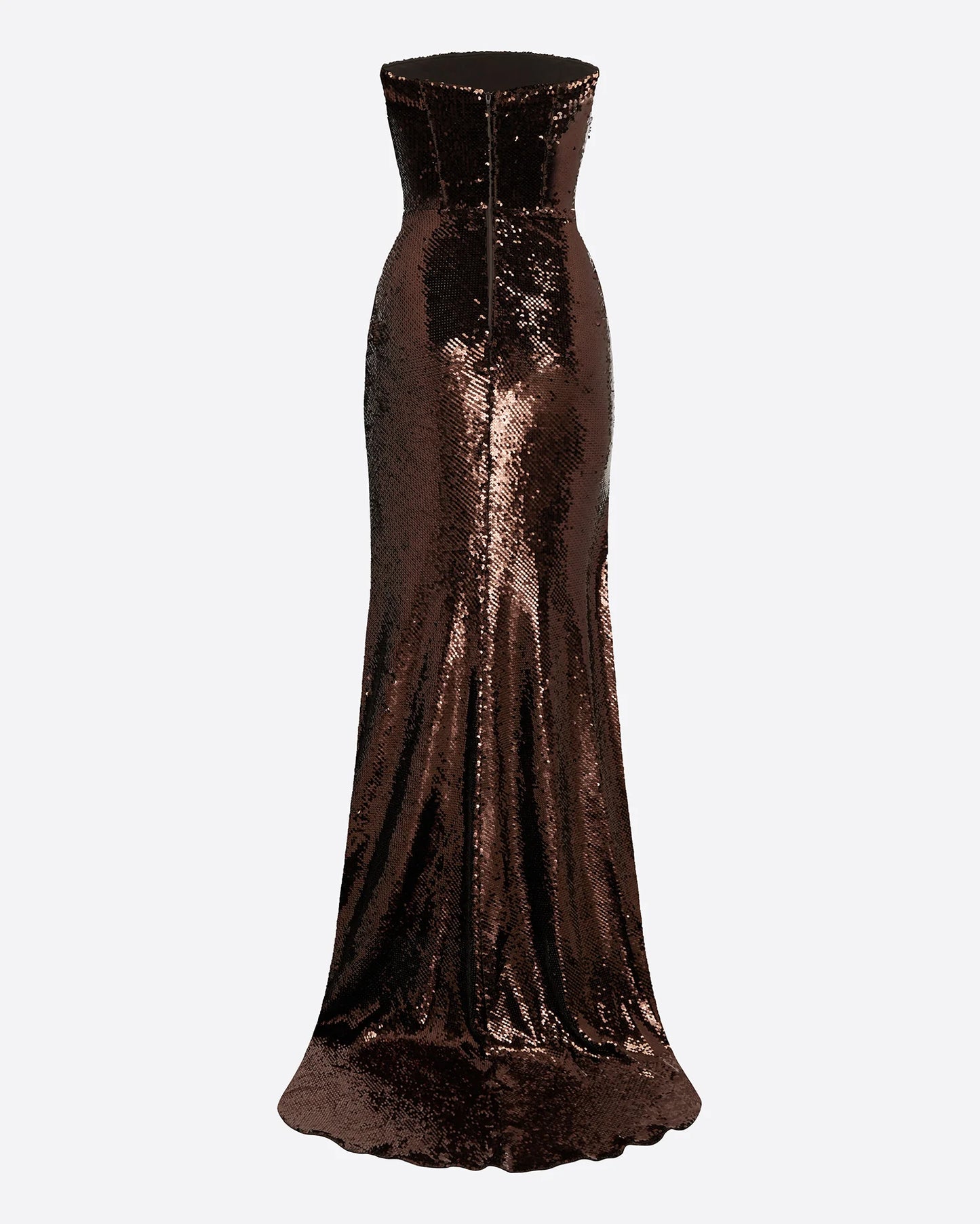 STRAPLESS GOWN IN SEQUIN MESH