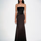 STRAPLESS TUCKED GOWN IN SATIN CREPE