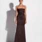 STRAPLESS TUCKED GOWN IN SATIN CREPE