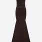STRAPLESS TUCKED GOWN IN SATIN CREPE