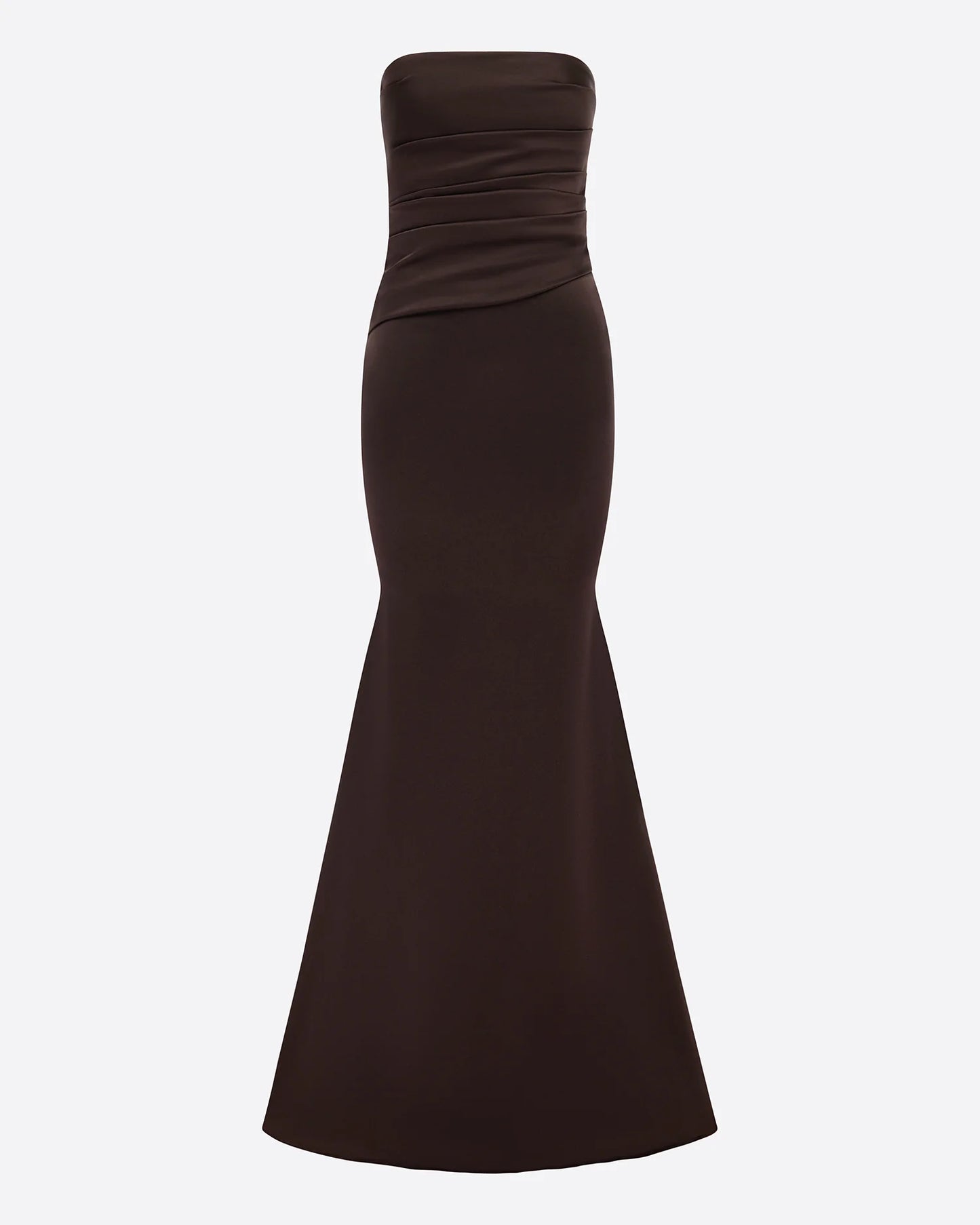 STRAPLESS TUCKED GOWN IN SATIN CREPE