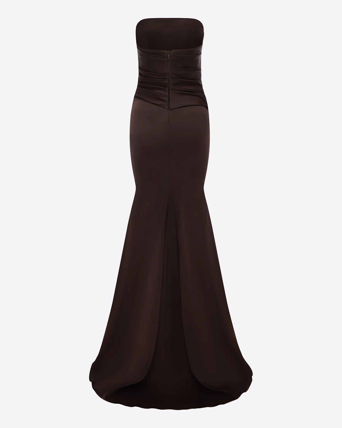 STRAPLESS TUCKED GOWN IN SATIN CREPE