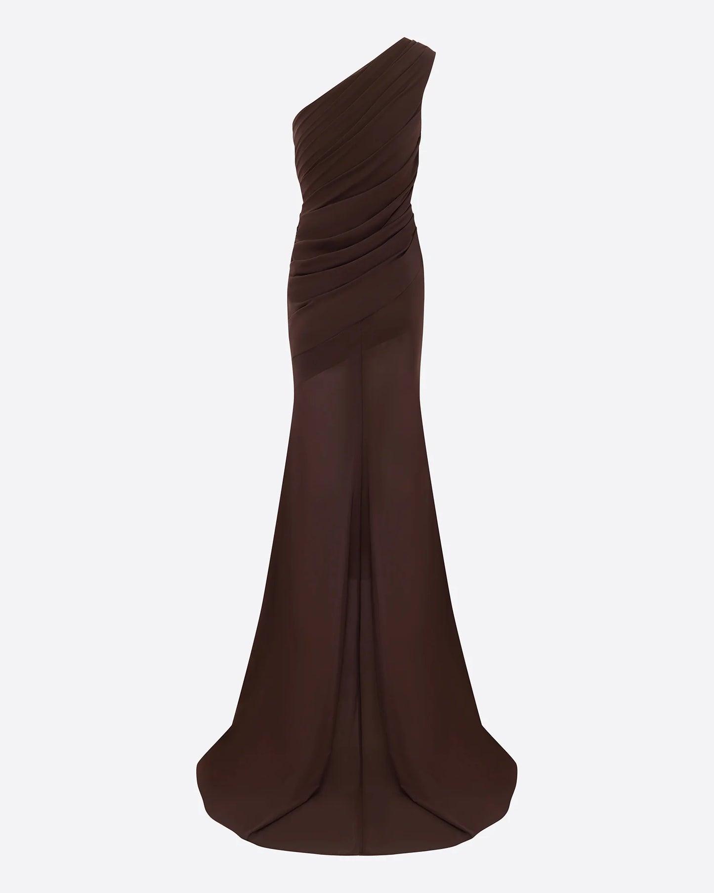 ONE SHOULDER TUCKED GOWN IN STRECH MESH