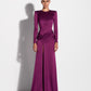 LONG SLEEVE KNOT GOWN IN SATIN CREPE