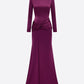 LONG SLEEVE KNOT GOWN IN SATIN CREPE