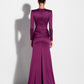 LONG SLEEVE KNOT GOWN IN SATIN CREPE