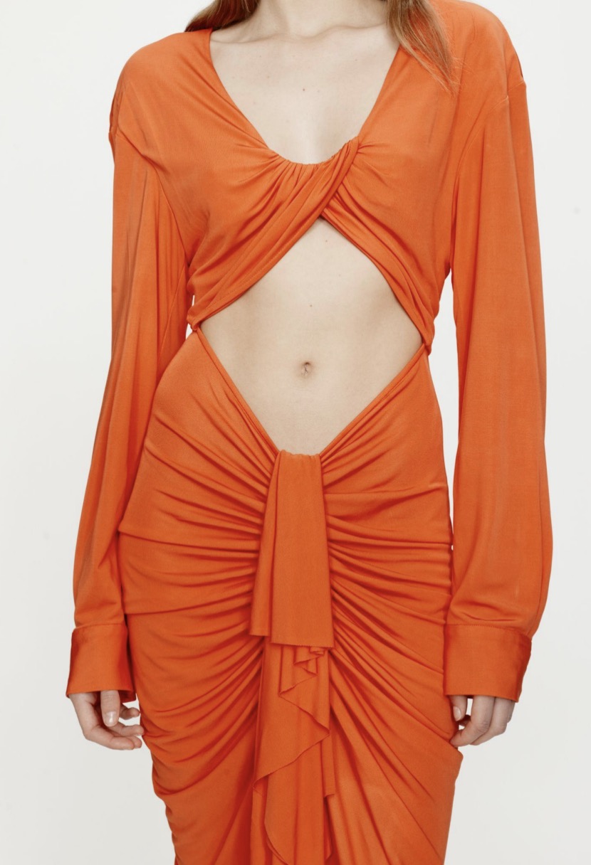 VIVENDA DRAPE FRONT L/S DRESS