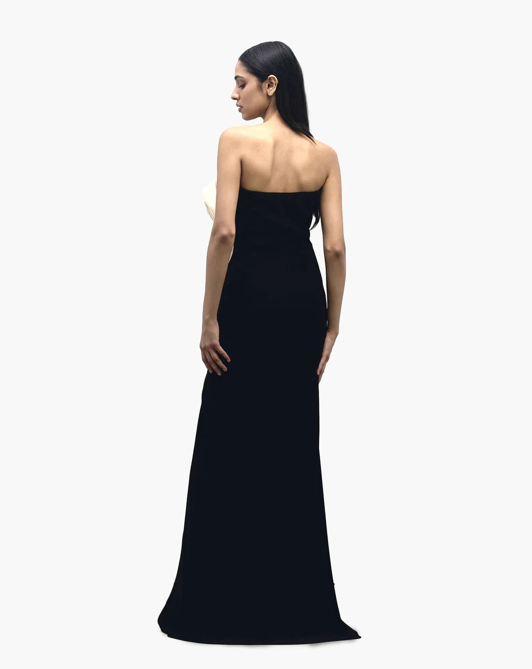 MONOCHROMATIC RUFFLE DRAPE GOWN