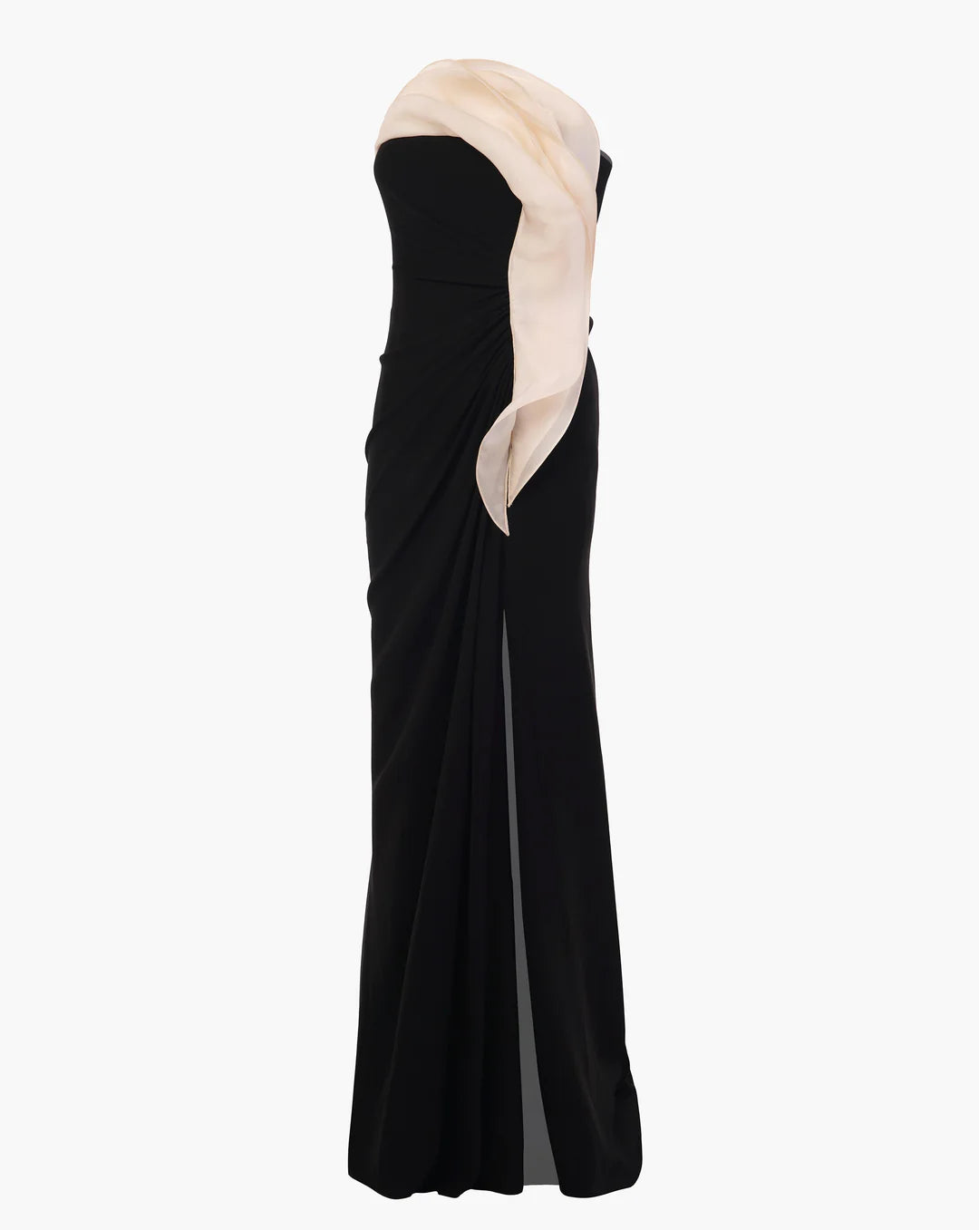 MONOCHROMATIC RUFFLE DRAPE GOWN