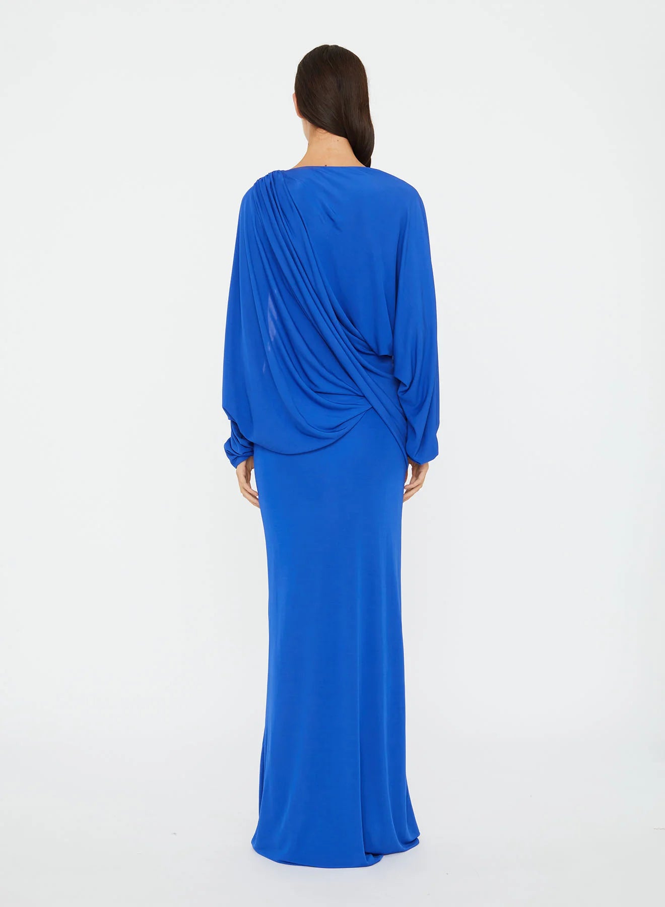 ENCASED NATURE RESIN DRAPED JERSEY DRESS