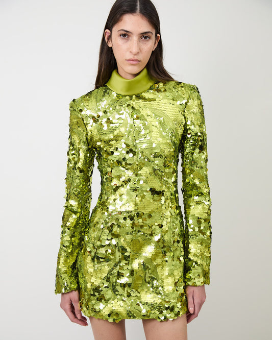 THE TONI SEQUIN DRESS in CITRONELLE