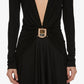 BEZEL QUARTZ RUCHED LONG SLEEVE DRESS