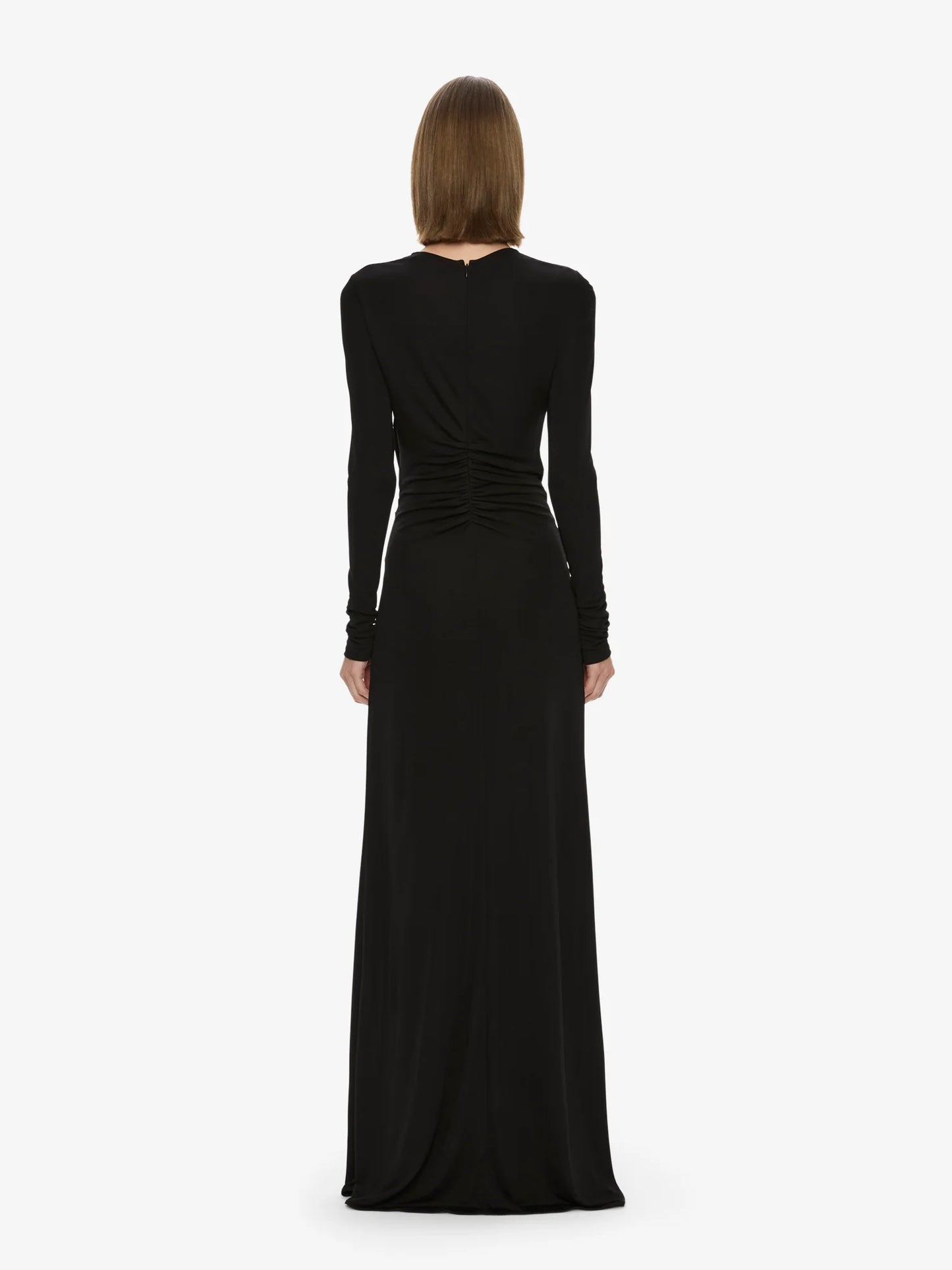 BEZEL QUARTZ RUCHED LONG SLEEVE DRESS