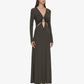 DROPLET CRYSTAL LOOPHOLE LONG SLEEVE DRESS
