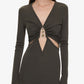 DROPLET CRYSTAL LOOPHOLE LONG SLEEVE DRESS