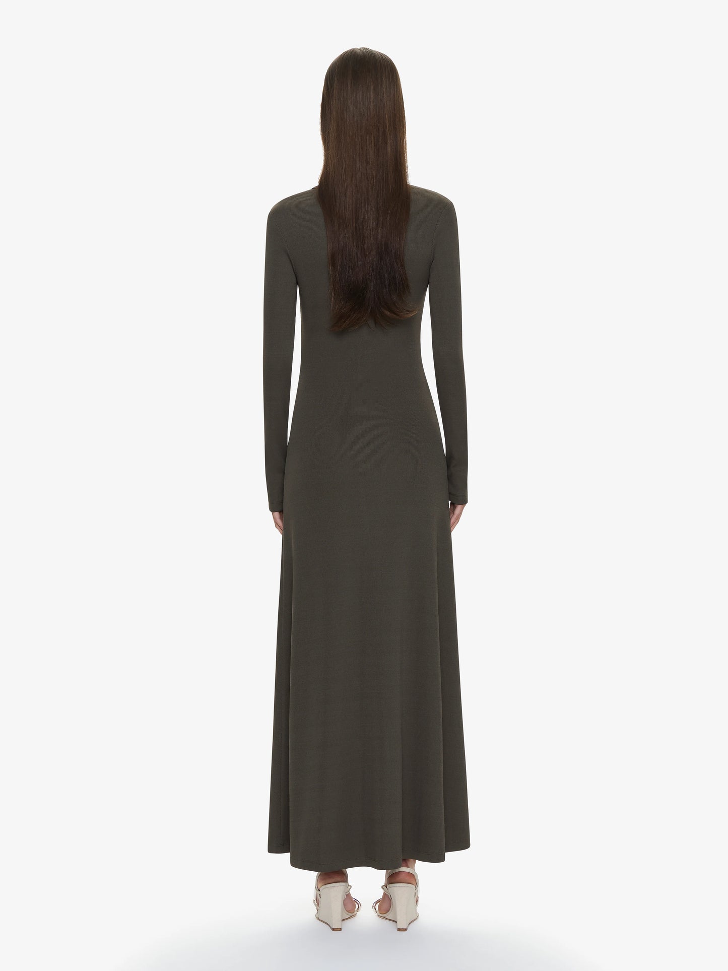 DROPLET CRYSTAL LOOPHOLE LONG SLEEVE DRESS