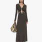 DROPLET CRYSTAL LOOPHOLE LONG SLEEVE DRESS