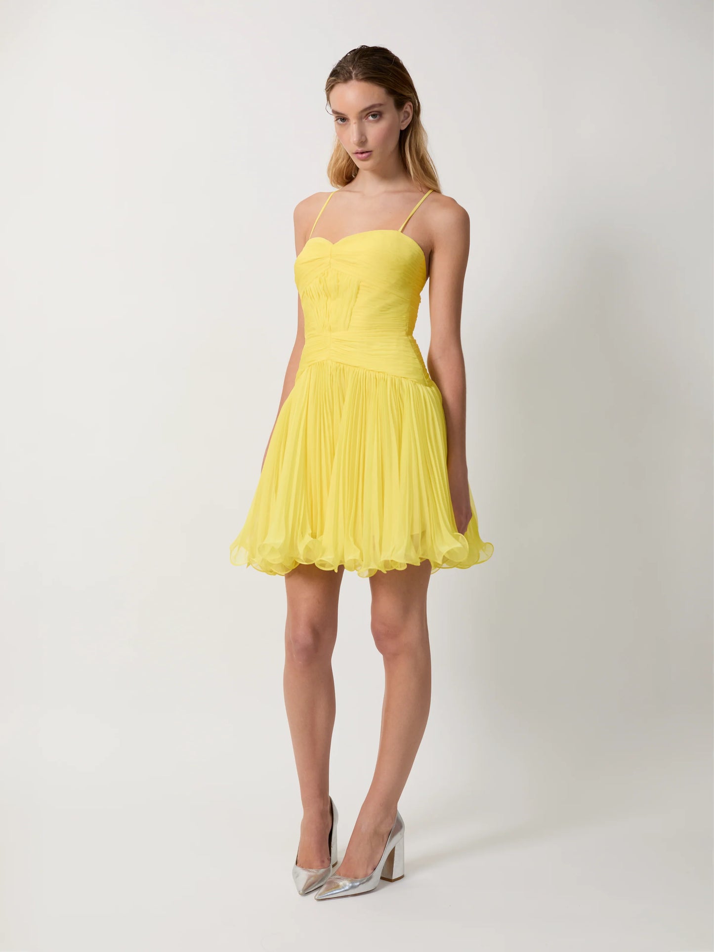 THE CANARY MICROPLEATED COCKTAIL DRESS