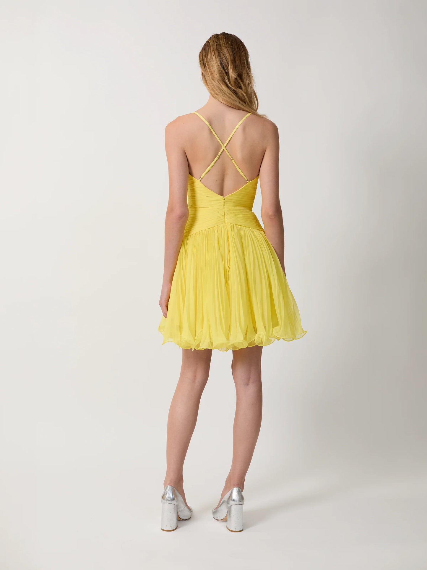 THE CANARY MICROPLEATED COCKTAIL DRESS