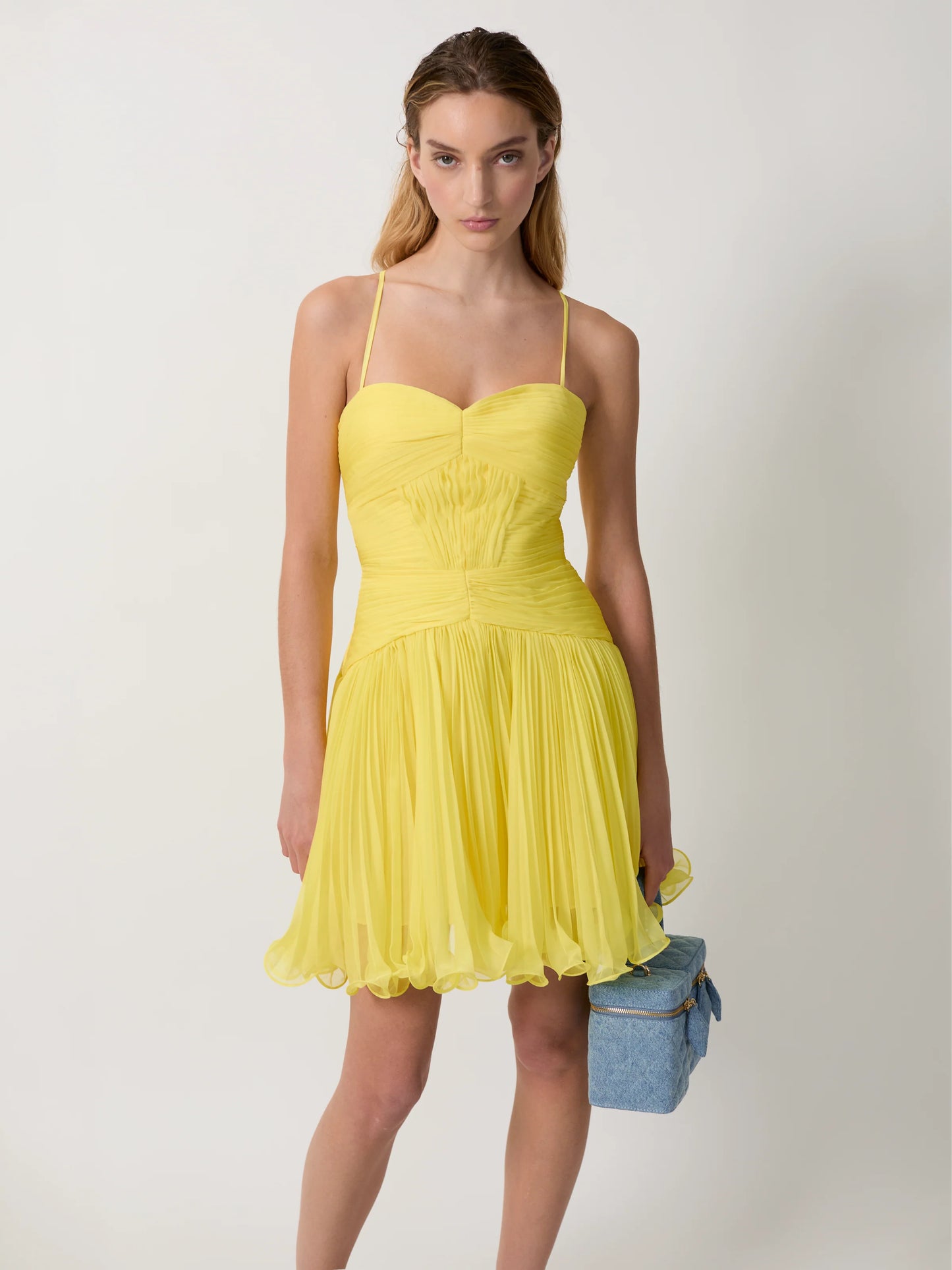 THE CANARY MICROPLEATED COCKTAIL DRESS