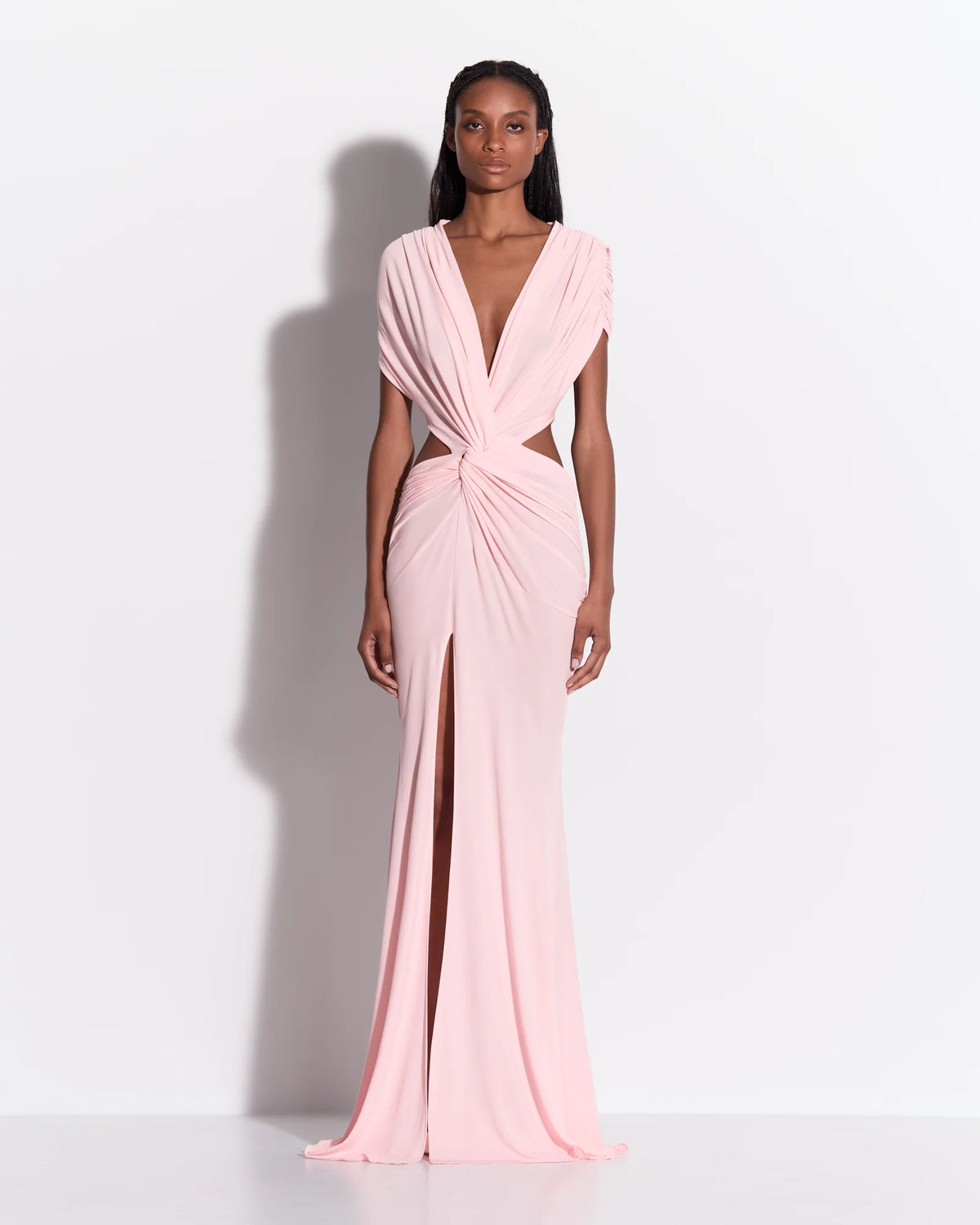 CUTOUT TWIST GOWN IN DRY JERSEY