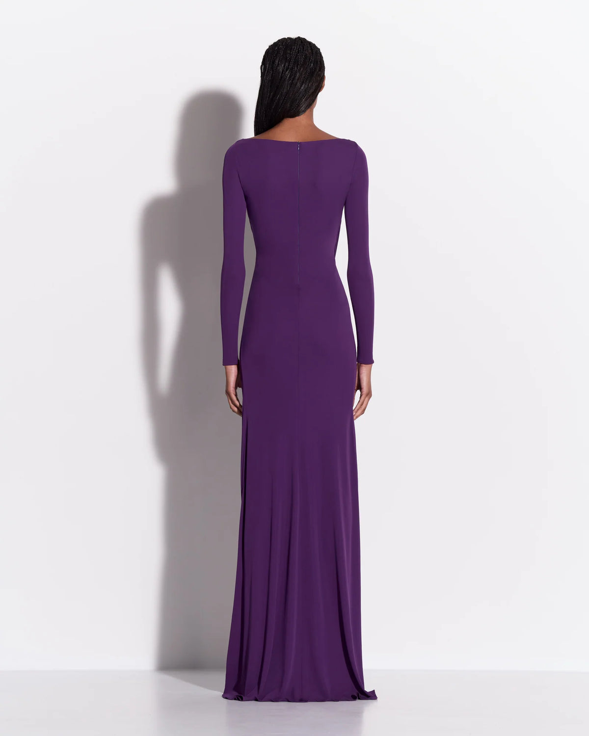 LONG SLEEVE TWIST GOWN IN DRY JERSEY