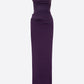STRAPLESS SWEETHEART DRAPE COLUMN IN SATIN CREPE
