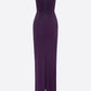 STRAPLESS SWEETHEART DRAPE COLUMN IN SATIN CREPE