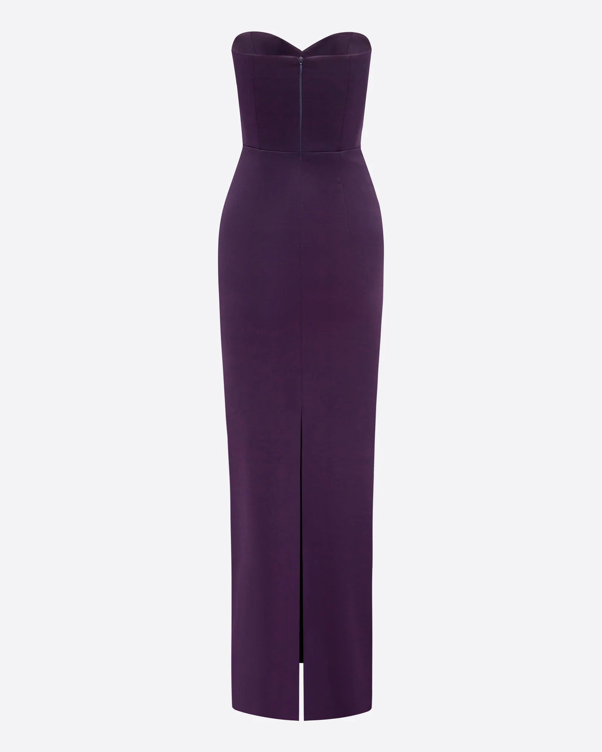 STRAPLESS SWEETHEART DRAPE COLUMN IN SATIN CREPE