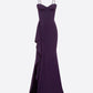 CUPPED ASYMMETRIC TIERED DRAPE GOWN IN SATIN CREPE