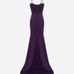 CUPPED ASYMMETRIC TIERED DRAPE GOWN IN SATIN CREPE