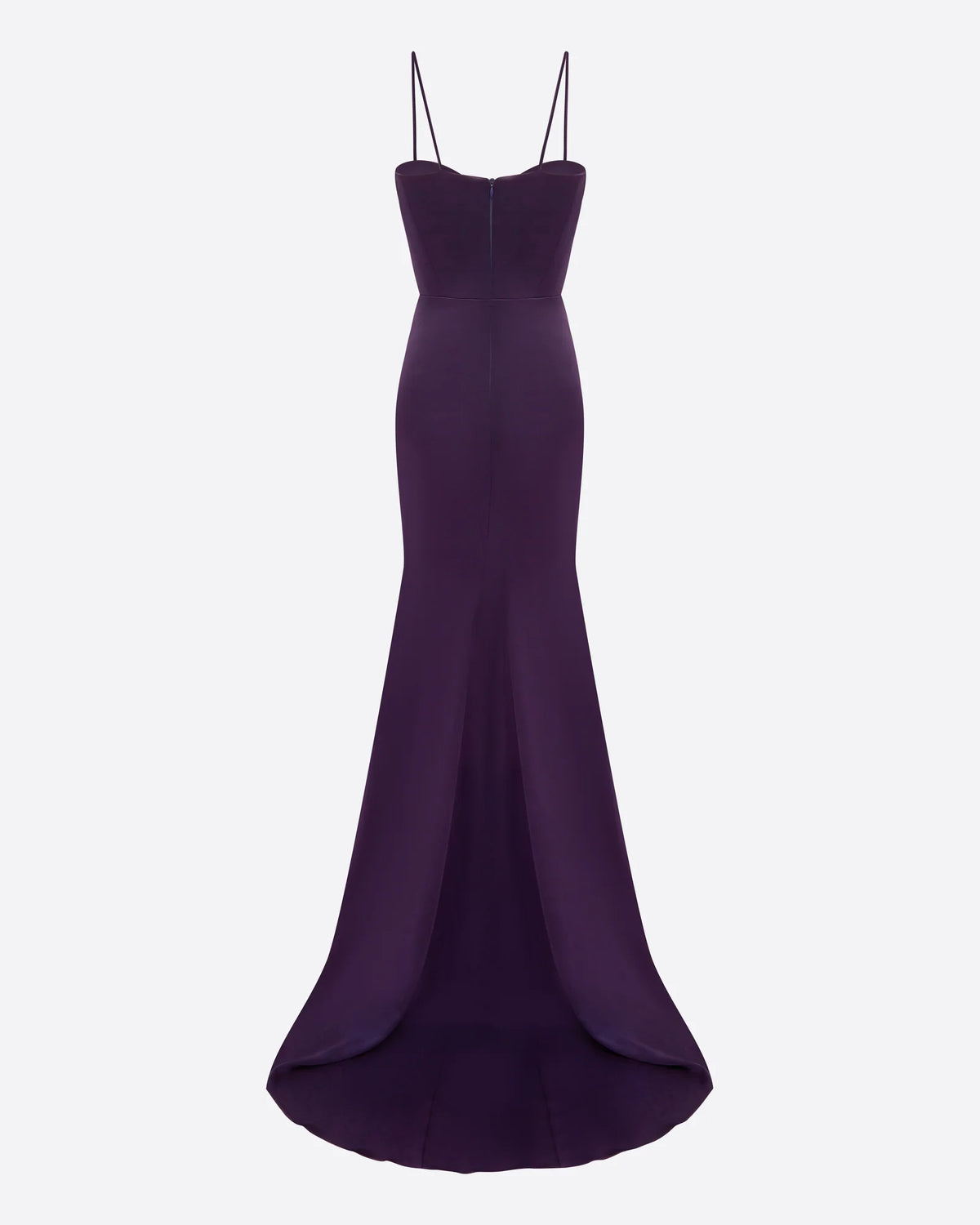 CUPPED ASYMMETRIC TIERED DRAPE GOWN IN SATIN CREPE