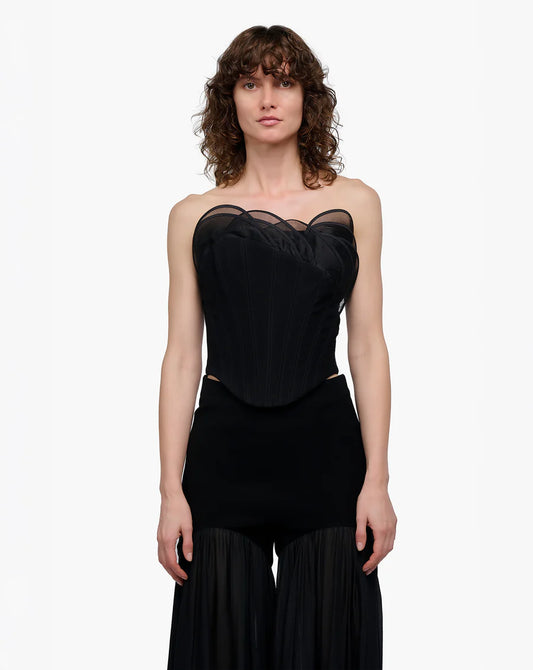 ONYX RUFFLE CORSET TOP