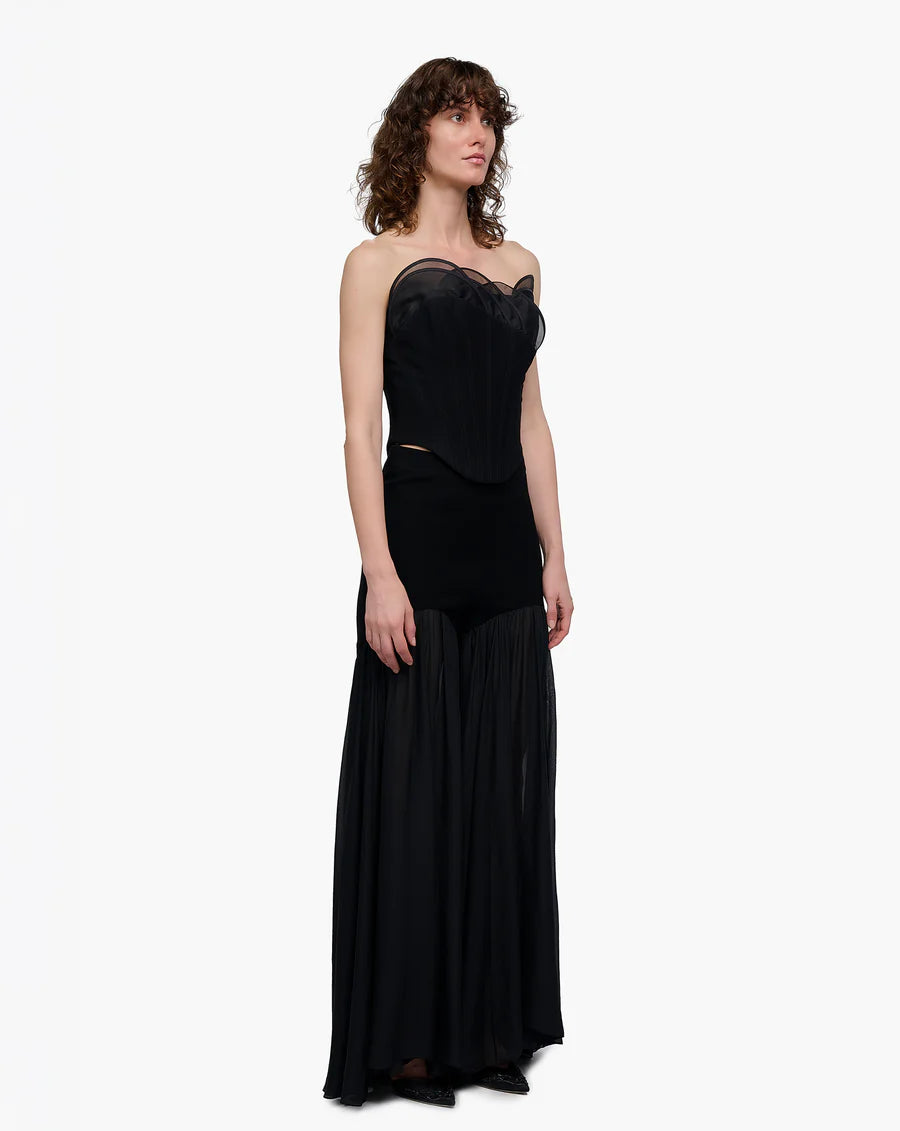 ONYX RUFFLE CORSET TOP