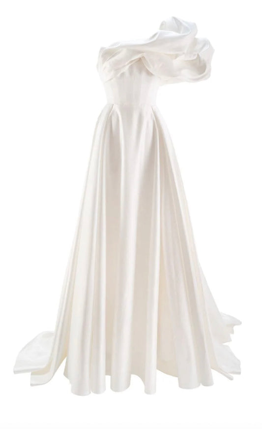 ASYMMETRICAL FLOUNCE FULL SKIRT GOWN