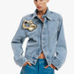 SCULPTURED CORSAGE DENIM JACKET