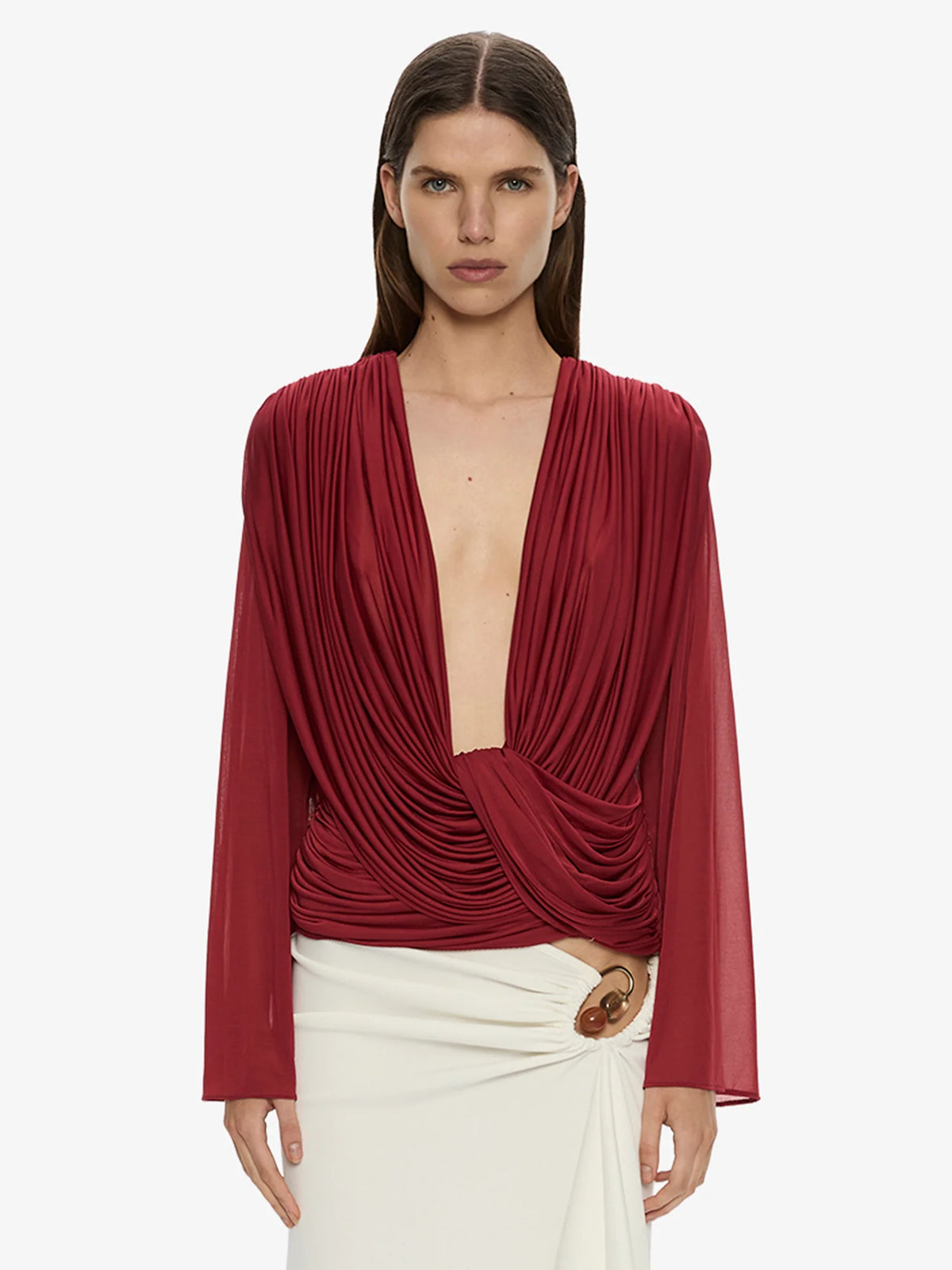 RIPPLE DRAPE LONG SLEEVE TOP