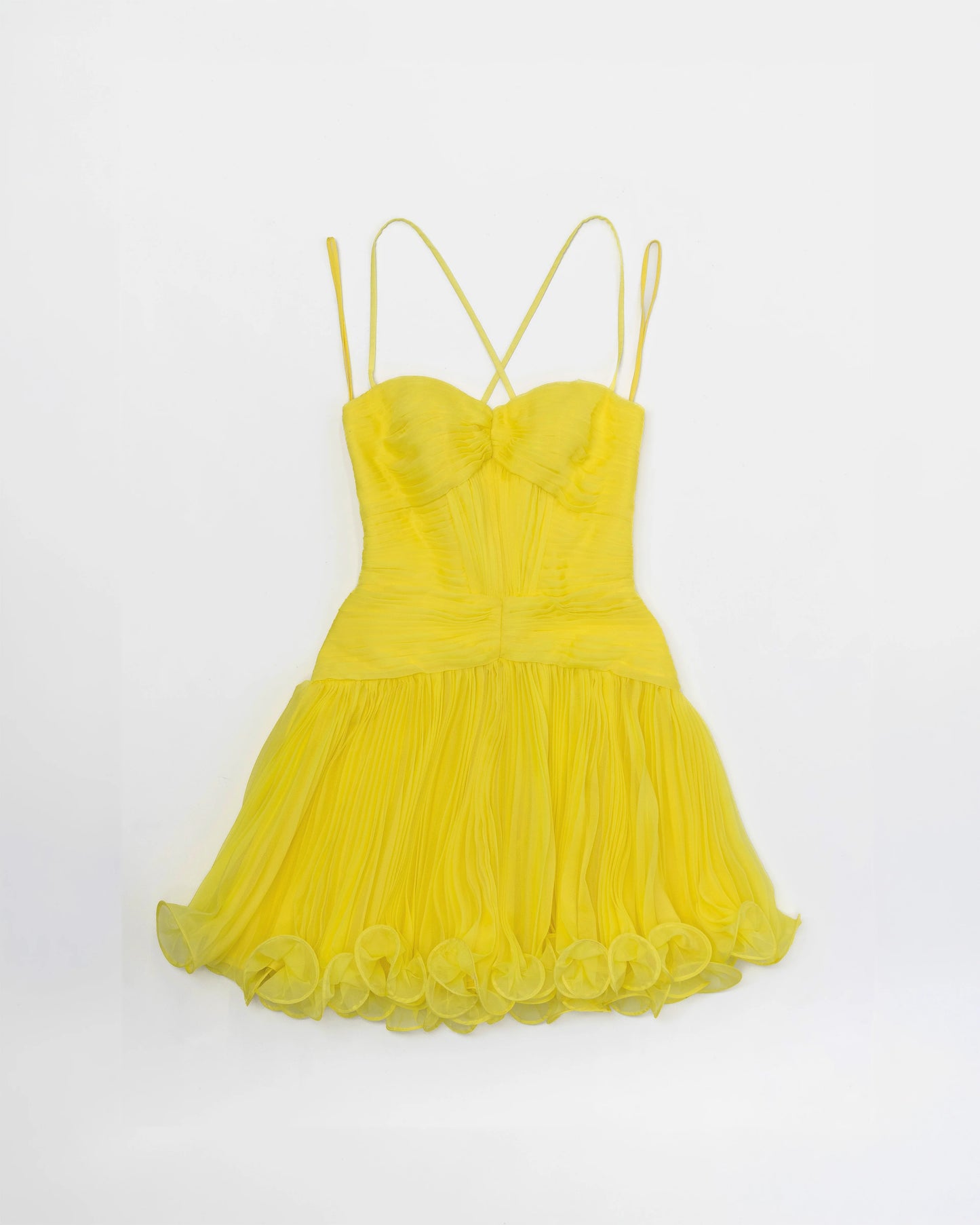 THE CANARY MICROPLEATED COCKTAIL DRESS