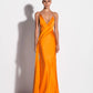 BIKINI WRAP ASYMMETRIC GOWN W/ SASH IN SILK SATIN