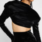 Portrait-Neck Long-Sleeve Backless Crop Top