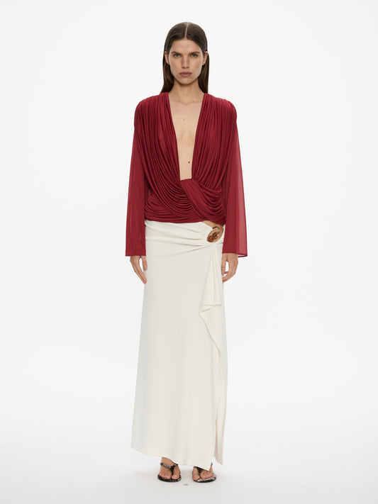 RIPPLE DRAPE LONG SLEEVE TOP
