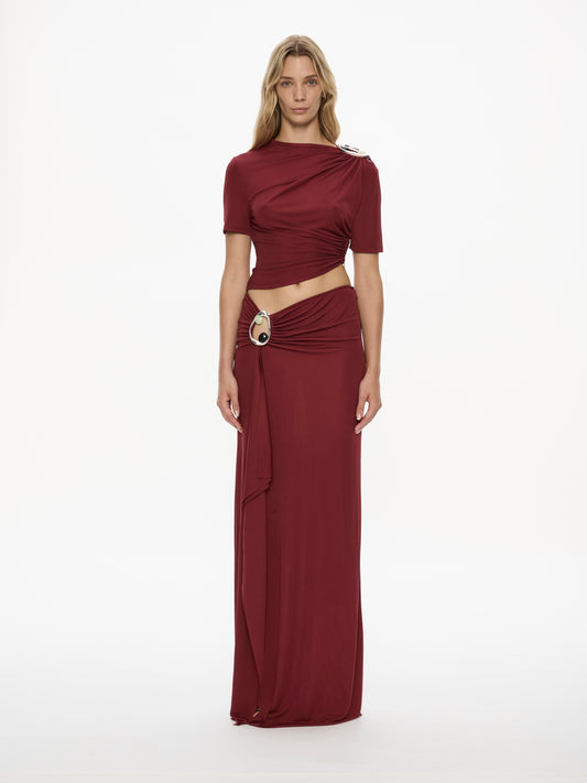 ORICA CRYSTAL RUCHED JERSEY SKIRT