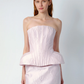 THE EMMI CORSET TOP IN PALE PINK BROCADE