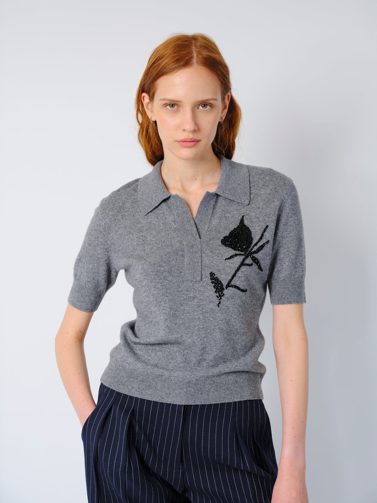 THE AILEY POLO IN GREY CASHMERE WOOL