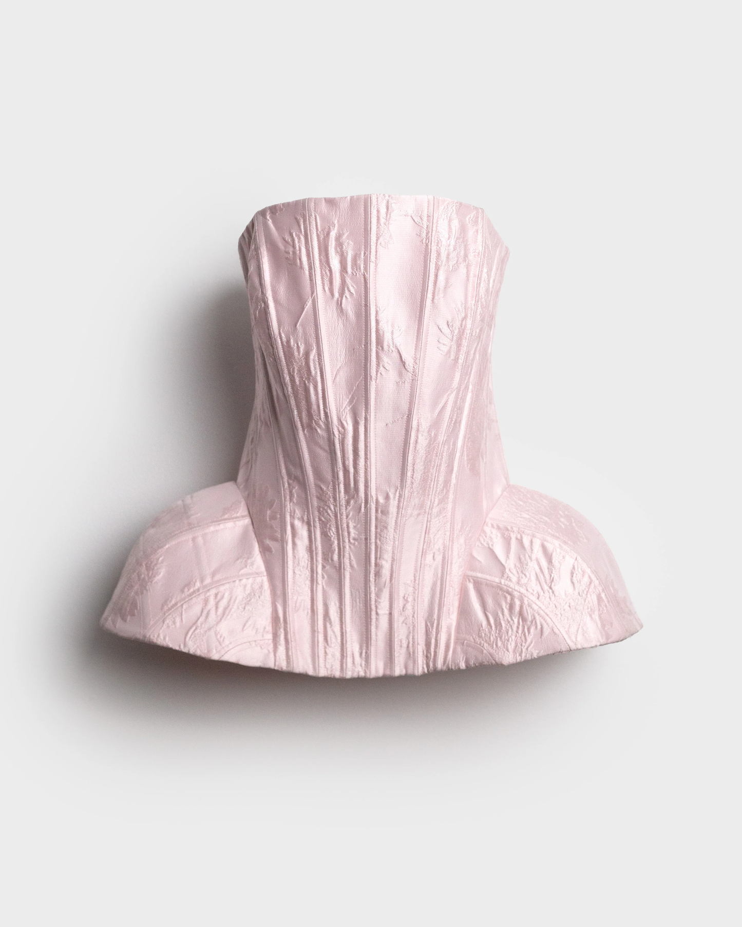 THE EMMI CORSET TOP IN PALE PINK BROCADE