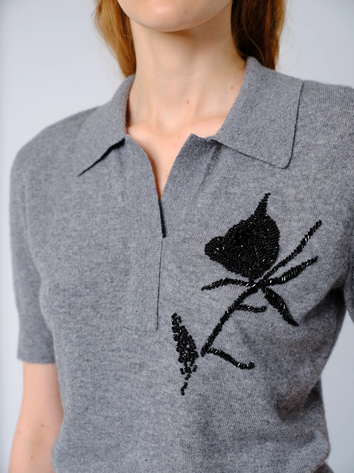 THE AILEY POLO IN GREY CASHMERE WOOL